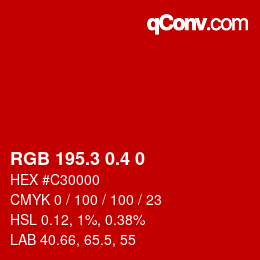 カラーコード: RGB 195.3 0.4 0 | qconv.com