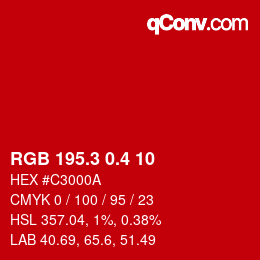 カラーコード: RGB 195.3 0.4 10 | qconv.com