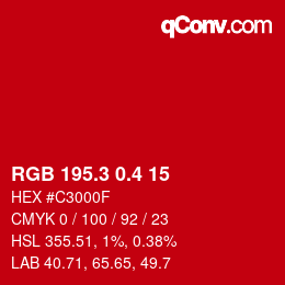 カラーコード: RGB 195.3 0.4 15 | qconv.com