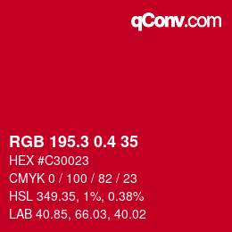 カラーコード: RGB 195.3 0.4 35 | qconv.com