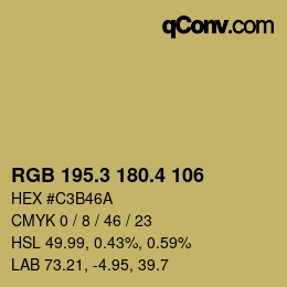 カラーコード: RGB 195.3 180.4 106 | qconv.com