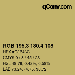 カラーコード: RGB 195.3 180.4 108 | qconv.com