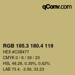 カラーコード: RGB 195.3 180.4 119 | qconv.com