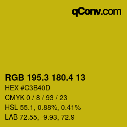 カラーコード: RGB 195.3 180.4 13 | qconv.com