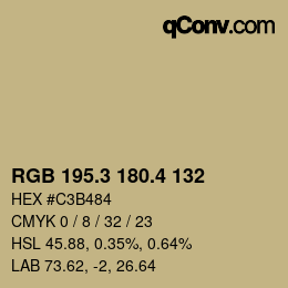 カラーコード: RGB 195.3 180.4 132 | qconv.com
