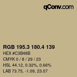 カラーコード: RGB 195.3 180.4 139 | qconv.com