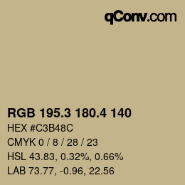 カラーコード: RGB 195.3 180.4 140 | qconv.com