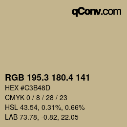 カラーコード: RGB 195.3 180.4 141 | qconv.com