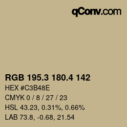 カラーコード: RGB 195.3 180.4 142 | qconv.com
