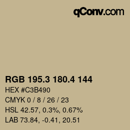 カラーコード: RGB 195.3 180.4 144 | qconv.com