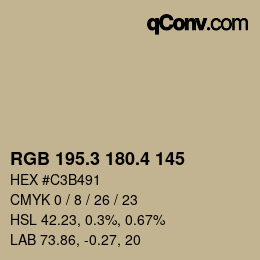 カラーコード: RGB 195.3 180.4 145 | qconv.com