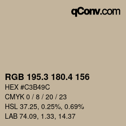 カラーコード: RGB 195.3 180.4 156 | qconv.com