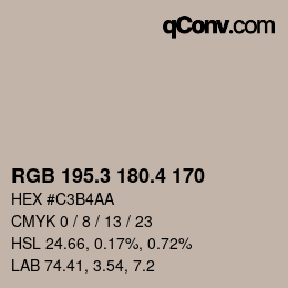 カラーコード: RGB 195.3 180.4 170 | qconv.com