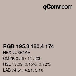 カラーコード: RGB 195.3 180.4 174 | qconv.com