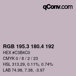 カラーコード: RGB 195.3 180.4 192 | qconv.com