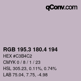 カラーコード: RGB 195.3 180.4 194 | qconv.com
