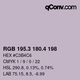 カラーコード: RGB 195.3 180.4 198 | qconv.com