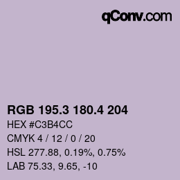 カラーコード: RGB 195.3 180.4 204 | qconv.com