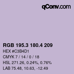 カラーコード: RGB 195.3 180.4 209 | qconv.com