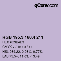 カラーコード: RGB 195.3 180.4 211 | qconv.com