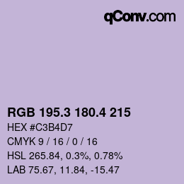カラーコード: RGB 195.3 180.4 215 | qconv.com