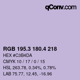 カラーコード: RGB 195.3 180.4 218 | qconv.com