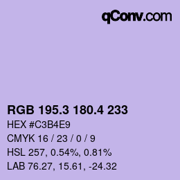 カラーコード: RGB 195.3 180.4 233 | qconv.com