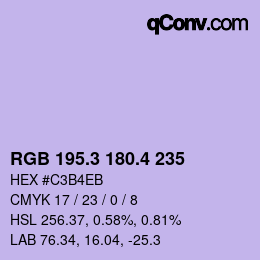 カラーコード: RGB 195.3 180.4 235 | qconv.com