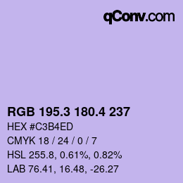 カラーコード: RGB 195.3 180.4 237 | qconv.com