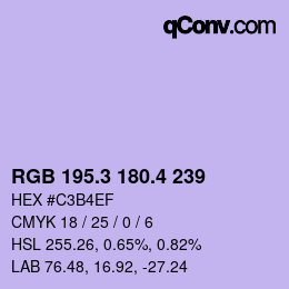 カラーコード: RGB 195.3 180.4 239 | qconv.com
