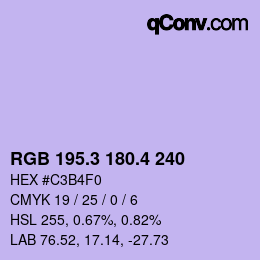 カラーコード: RGB 195.3 180.4 240 | qconv.com