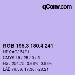 カラーコード: RGB 195.3 180.4 241 | qconv.com