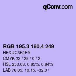 カラーコード: RGB 195.3 180.4 249 | qconv.com