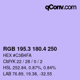 カラーコード: RGB 195.3 180.4 250 | qconv.com