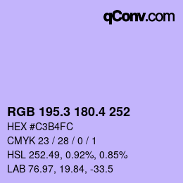 カラーコード: RGB 195.3 180.4 252 | qconv.com