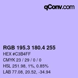 カラーコード: RGB 195.3 180.4 255 | qconv.com