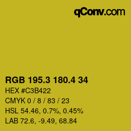 カラーコード: RGB 195.3 180.4 34 | qconv.com