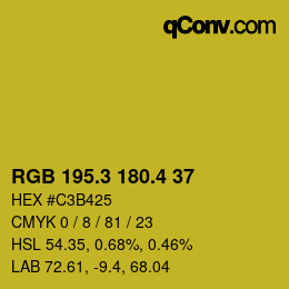 カラーコード: RGB 195.3 180.4 37 | qconv.com