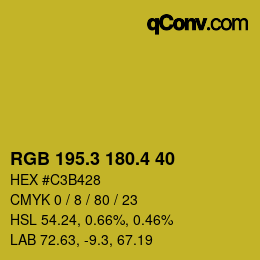 カラーコード: RGB 195.3 180.4 40 | qconv.com