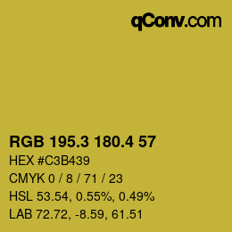 カラーコード: RGB 195.3 180.4 57 | qconv.com