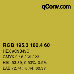 カラーコード: RGB 195.3 180.4 60 | qconv.com