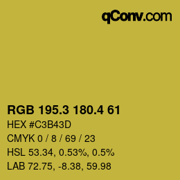 カラーコード: RGB 195.3 180.4 61 | qconv.com