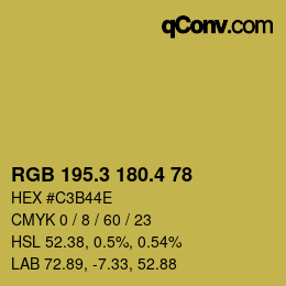 カラーコード: RGB 195.3 180.4 78 | qconv.com