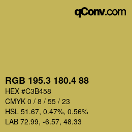 カラーコード: RGB 195.3 180.4 88 | qconv.com