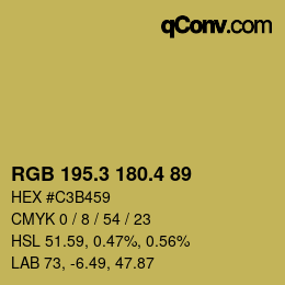 カラーコード: RGB 195.3 180.4 89 | qconv.com