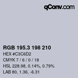 カラーコード: RGB 195.3 198 210 | qconv.com