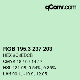 カラーコード: RGB 195.3 237 203 | qconv.com