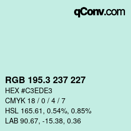 カラーコード: RGB 195.3 237 227 | qconv.com
