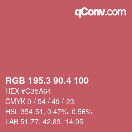 カラーコード: RGB 195.3 90.4 100 | qconv.com
