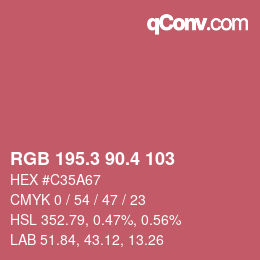 カラーコード: RGB 195.3 90.4 103 | qconv.com